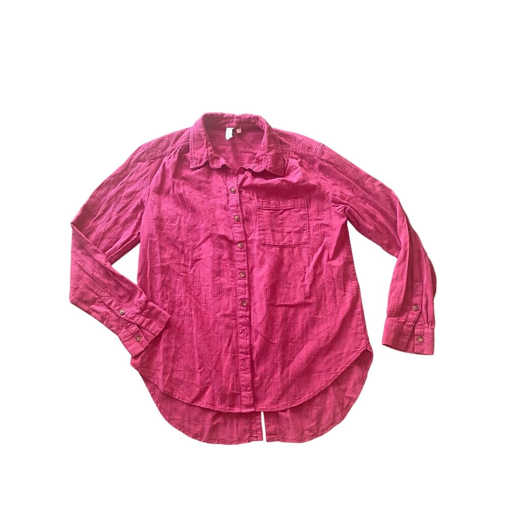 Women’s Pink Anthropologie PILCRO Long Sleeve Button Front Blouse Small Tie Back